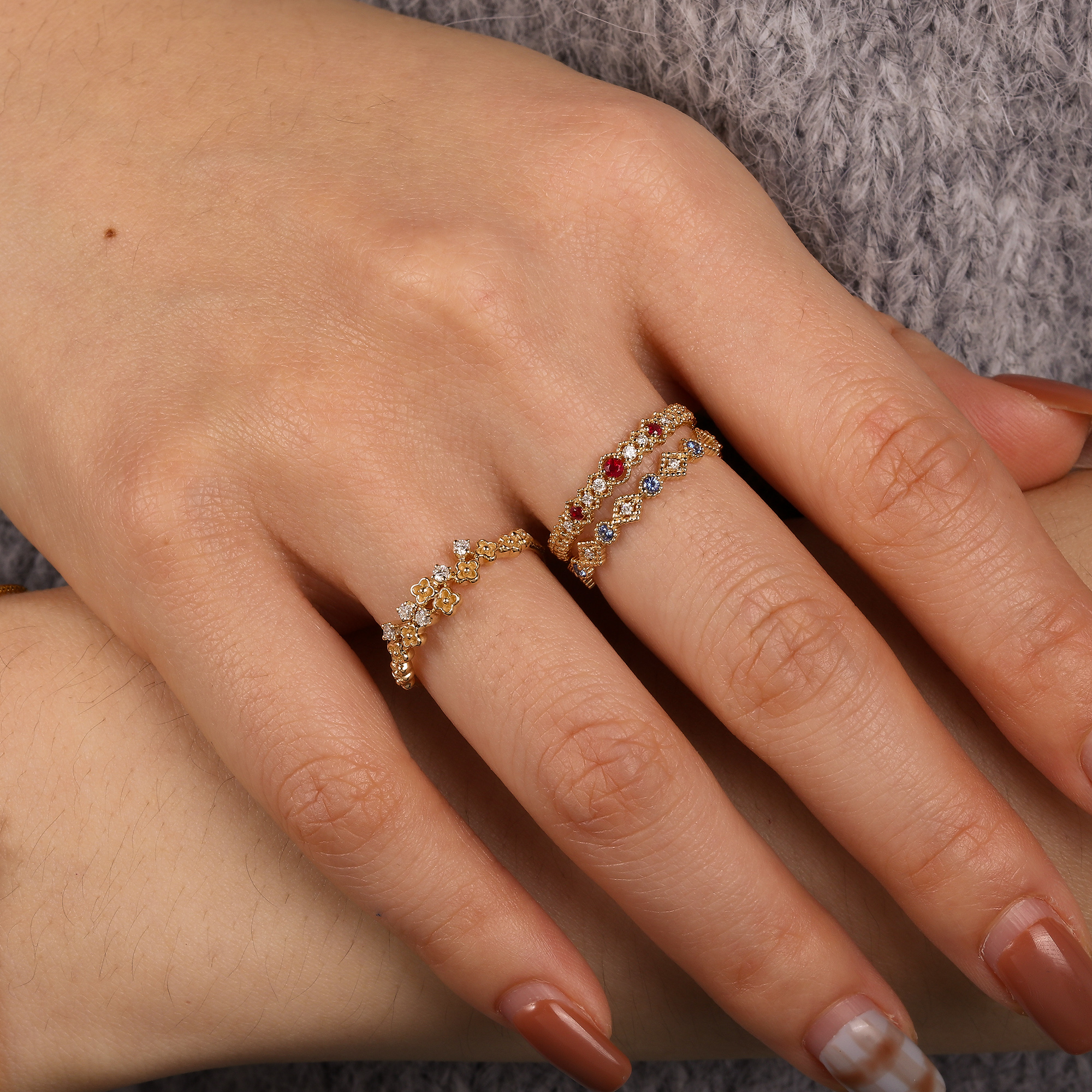 Woman wearing Frank & Label jewellery while reading